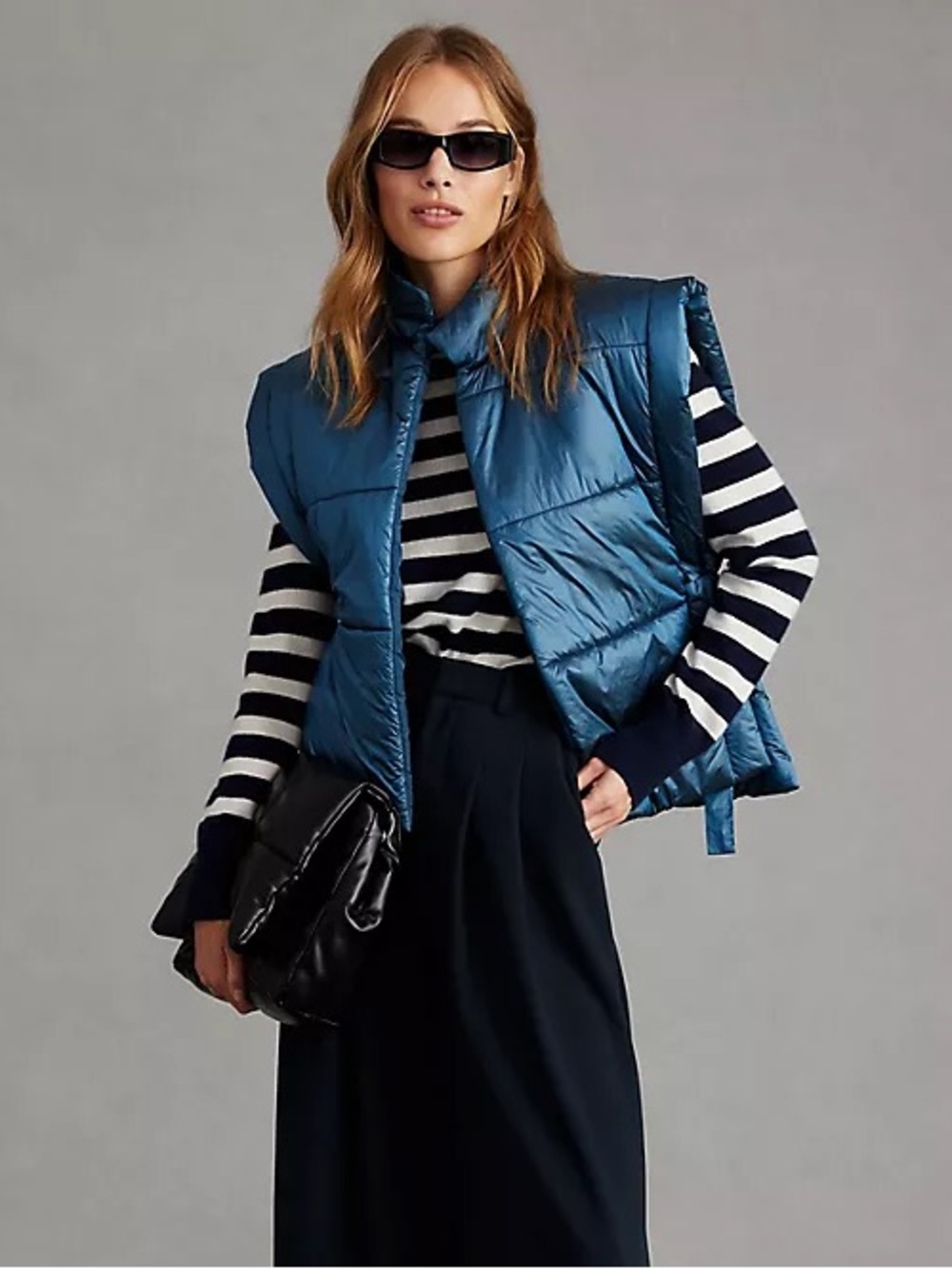NWOT Anthropologie Pilcro Blue Side-Tie Puffer Vest
